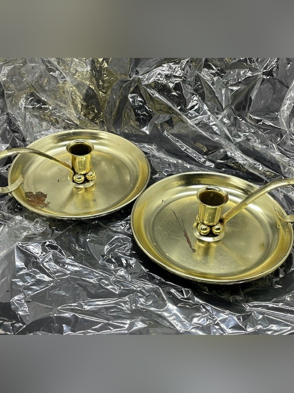 Vintage Walking Candlestick Holder Chamber Candle Stand Finger Holder Set of 2